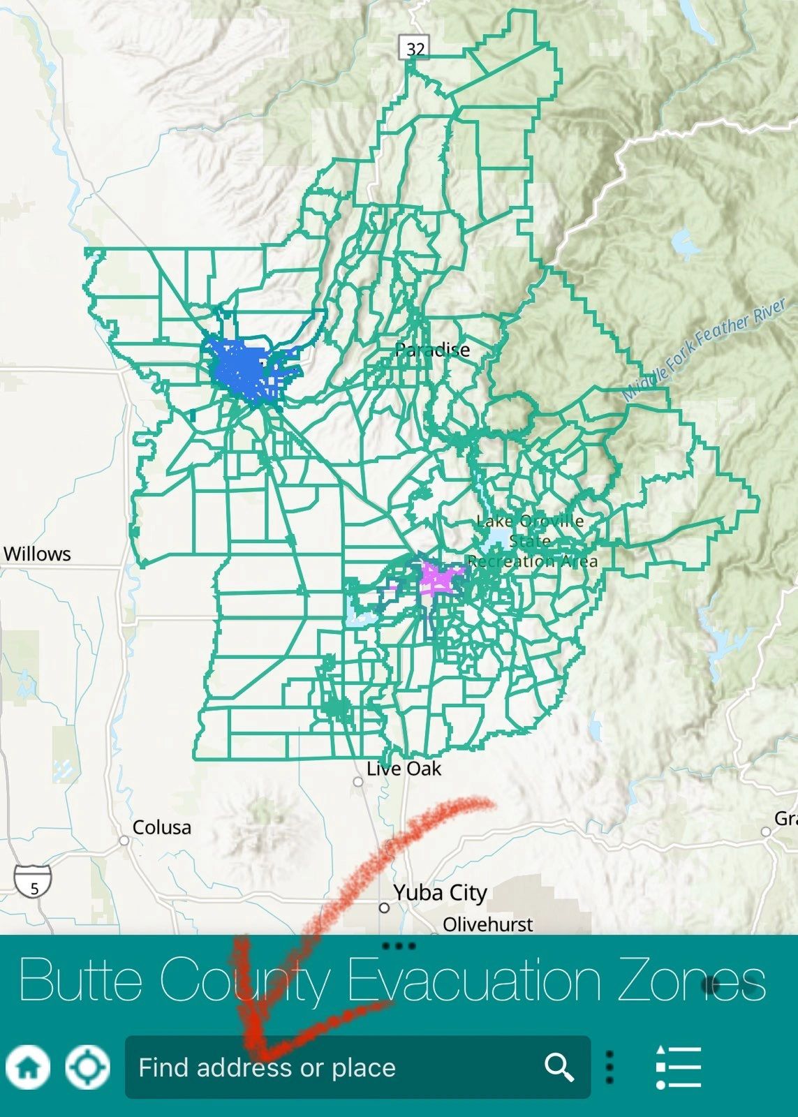 Evacuation zone map